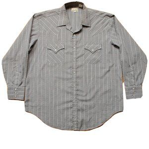 vintage Express Riders Snap Button Western Shirt Men's Size XLGray Dobby Stripe